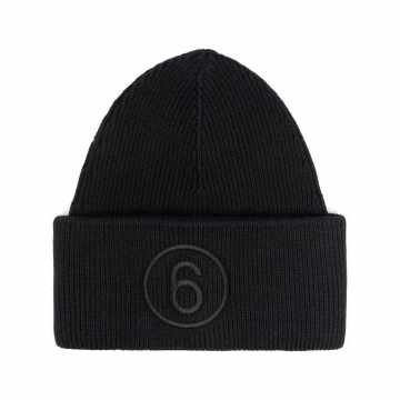 logo-embroidered knitted beanie