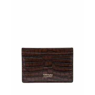 crocodile-effect leather card wallet