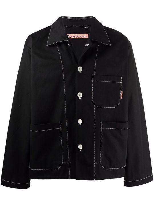 contrast-stitching shirt jacket展示图
