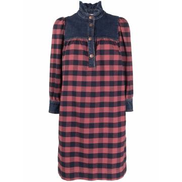 panelled checked shirt dress