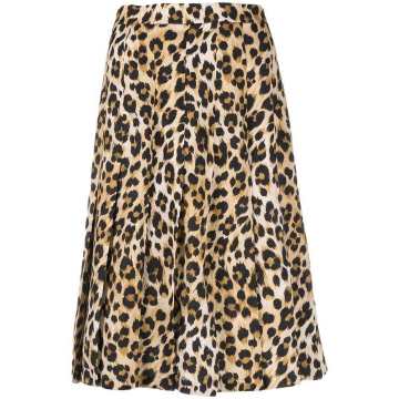 leopard-print pleated skirt