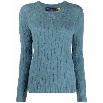 cable-knit round neck jumper