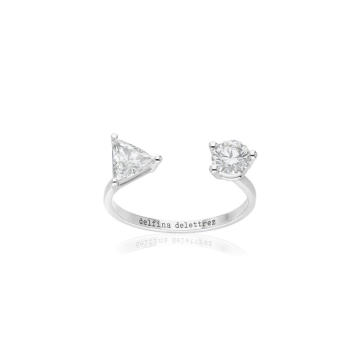 Dot and Triangle 18K White Gold Diamond Ring