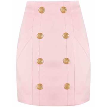 8-button high-waist mini skirt