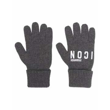 logo-embroidered knitted gloves
