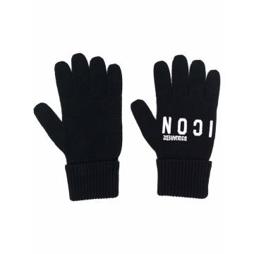 logo-embroidered knitted gloves