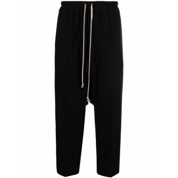 drop-crotch cropped drawstring trousers