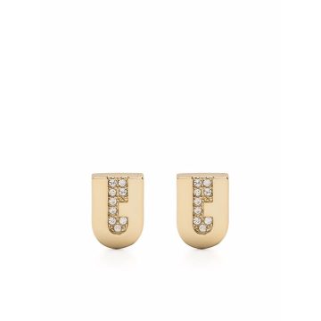 crystal-embellished logo pin earrings