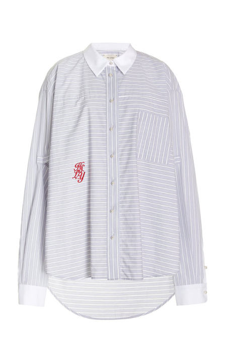 Oxbury Cutout-Sleeve Striped Cotton Shirt展示图