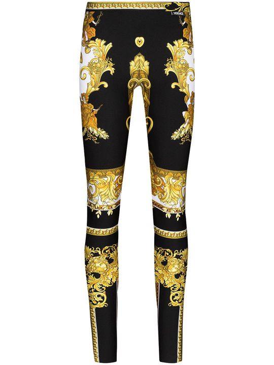 high-waisted baroque pattern leggings展示图
