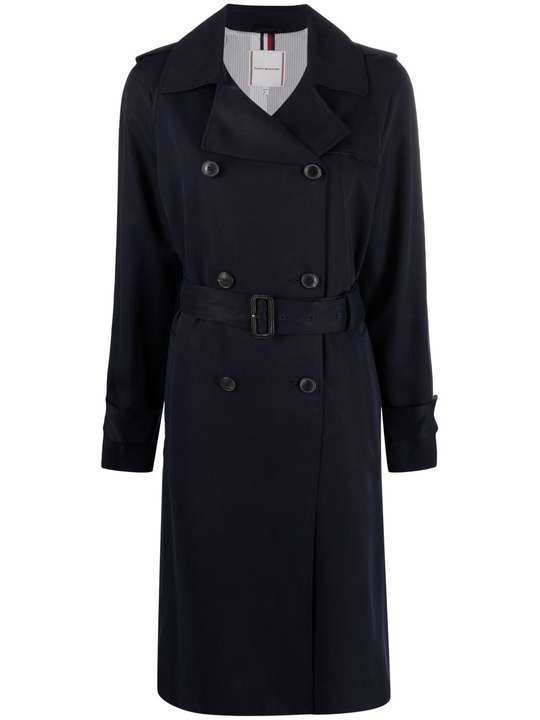 double-breasted lyocell trench coat展示图