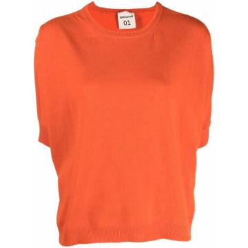 short-sleeve wool-cashmere jumper