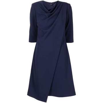 three-quarter sleeve crepe dress