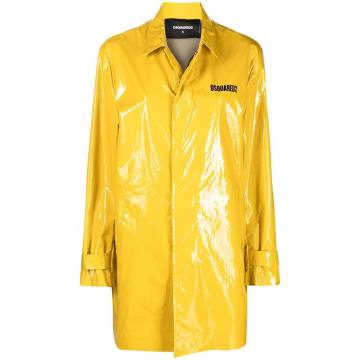 slogan-print rain coat