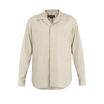 Point-collar cotton shirt