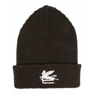 embroidered-logo knitted beanie