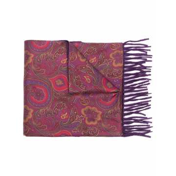 paisley-print silk cashmere scarf