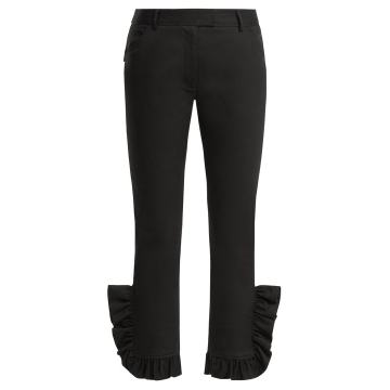 Kala ruffle-trimmed skinny stretch-cotton trousers