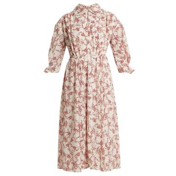 Narmina floral-print point-collar crepe dress