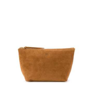 small suede clutch bag