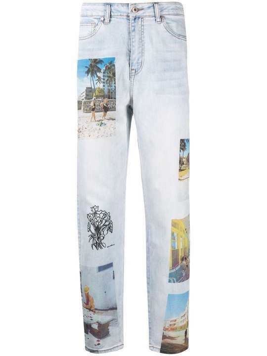 x Desiggual South Beach 印花直筒牛仔裤展示图