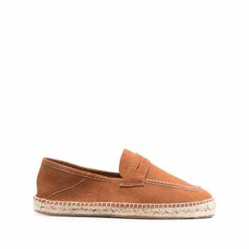 contrast-stitching leather espadrilles