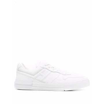 logo low-top leather sneakers