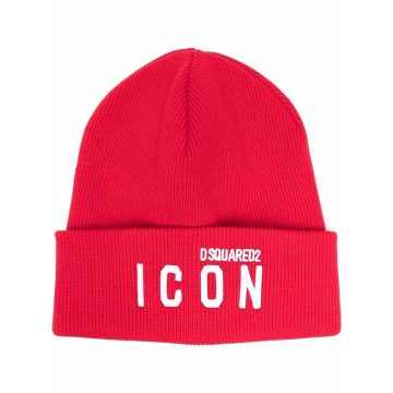 Icon logo刺绣针织套头帽