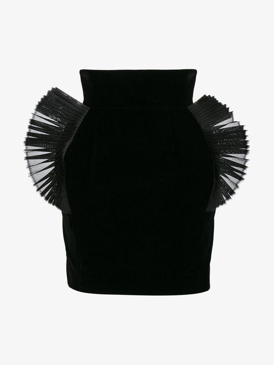 pleated organza embellished mini skirt展示图