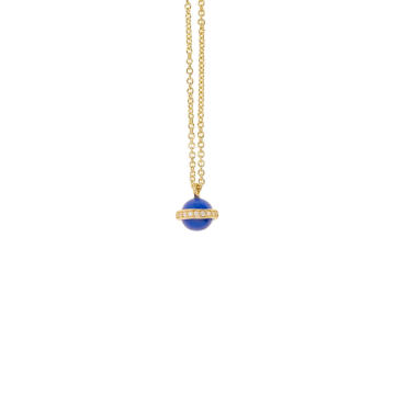Mini Comet 18K Yellow Gold Lapis, Diamond Necklace