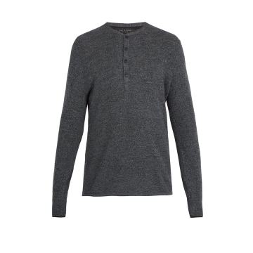 Giles ribbed-knit wool henley top