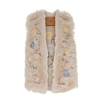 Embroidered Softness Fur Vest