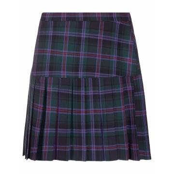 Summer checked pleated kilt skirt