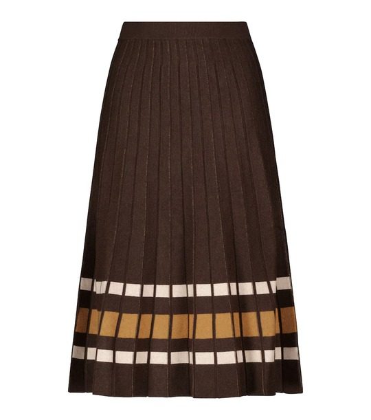 条纹褶裥中长半身裙展示图