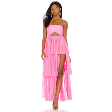 X REVOLVE Strapless Tiered Ruffle Gown