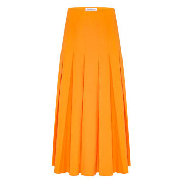 Adelaide Pleated Stretch-Cotton Midi Skirt
