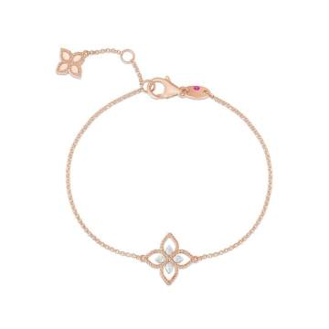 PRINCESS FLOWER DUBAI钻石红宝石点缀18K玫瑰金花卉造型手链