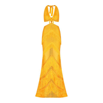Fringed Cut Out Maxi Dress