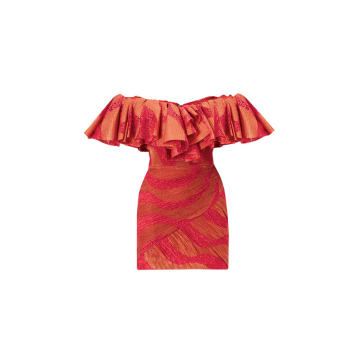 Ruffled Off-The-Shoulder Mini Dress