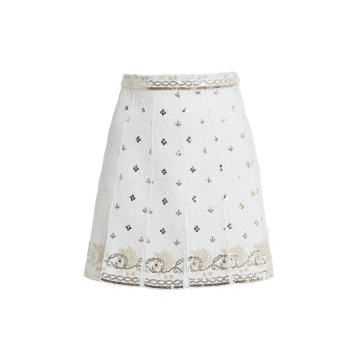Embroidered Boucle Mini Skirt