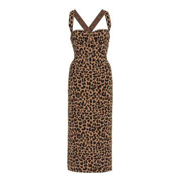 Diana Leopard Jacquard-Knit Midi Dress
