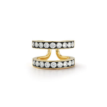18K Yellow Gold Prive Diamond Double Band Ring