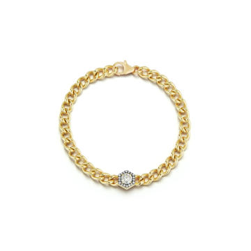 18K Yellow Gold Toujours Diamond Hexagon Bracelet