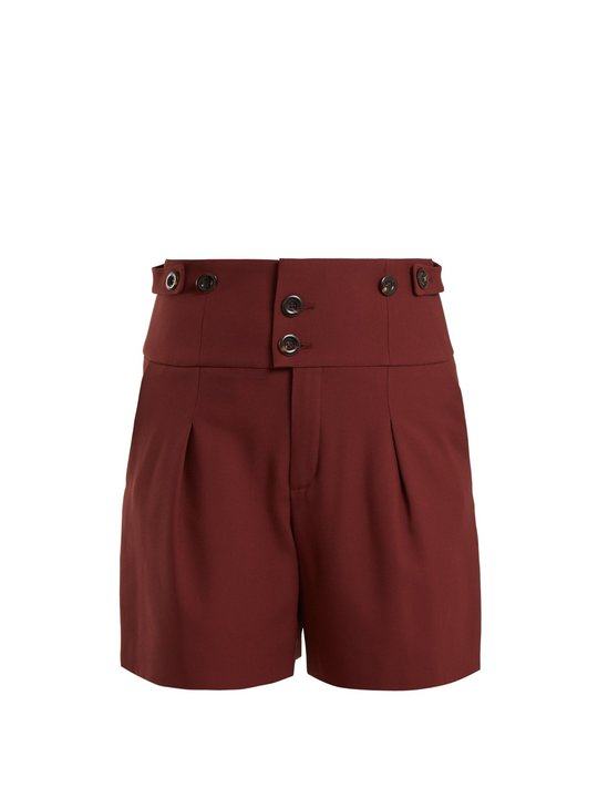 High-waist double-button shorts展示图