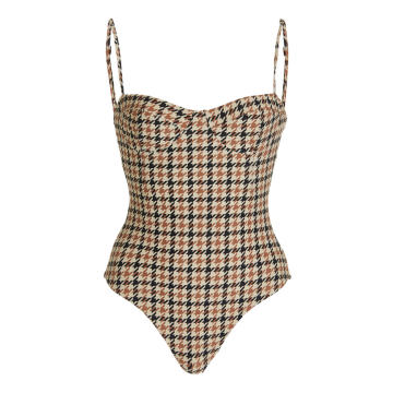 Vintage Houndstooth One-Piece Swimsuit