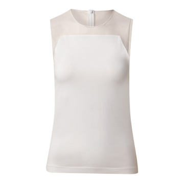 Tulle-Inset Stretch-Jersey Top