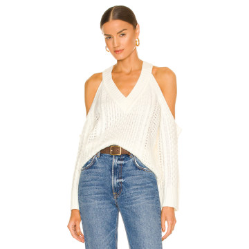 x REVOLVE Claudine Open Shoulder Mixed Stitch Sweater