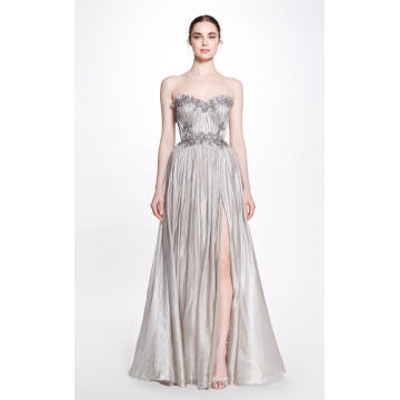 Crystal-Embroidered Silk Chiffon Gown
