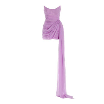 Draped Silk-Chiffon Mini Dress