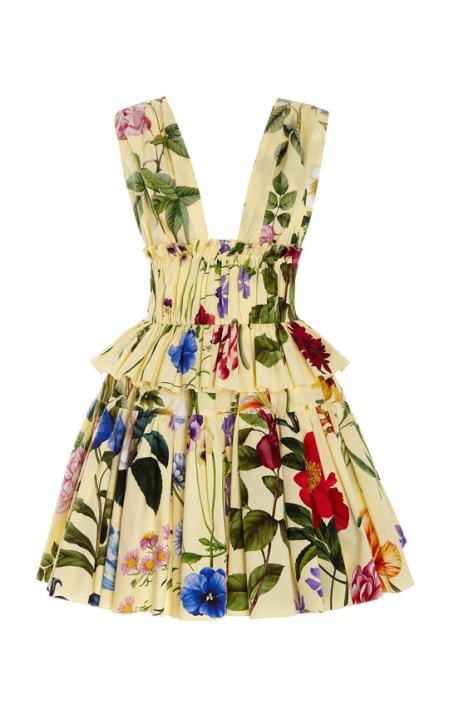 Floral-Print Gathered Stretch-Cotton Mini Dress展示图